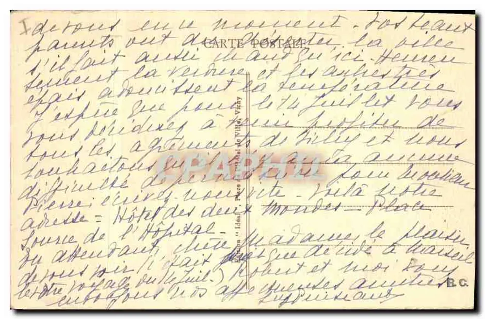 Vichy - Ruhezimmer der Quelle des Krankenhauses — Idéal, n° 341 - Rückseite