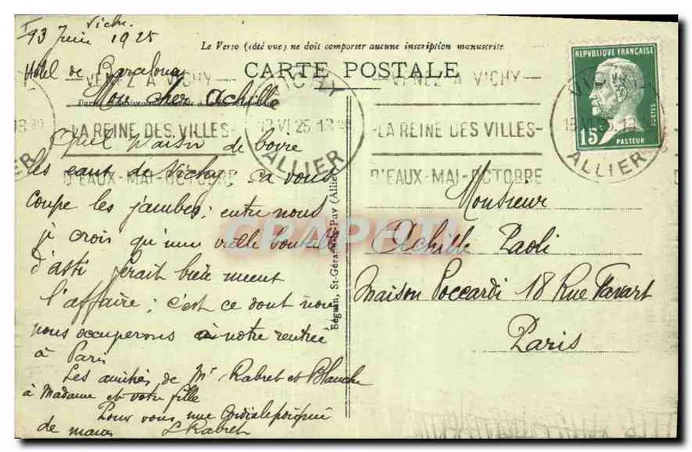 Vichy - Terrasse und Casino-Theater — anonymer Verlag, Nr. 324 - Rückseite