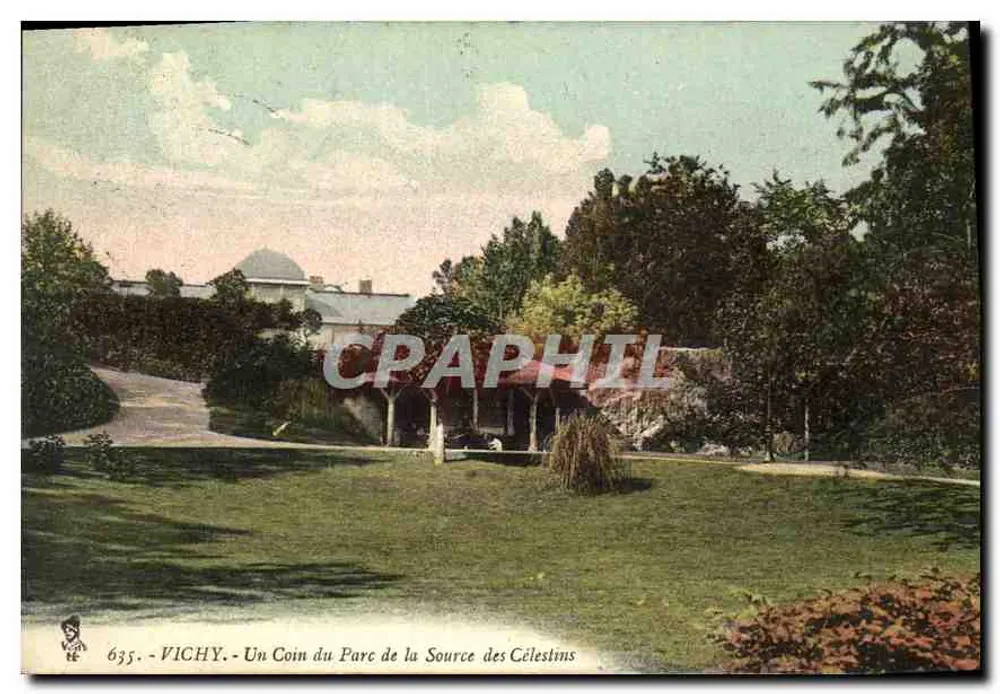 Vichy - Un angolo del Parco della Sorgente dei Celestins — editore C. P. A. n° 635 - Recto