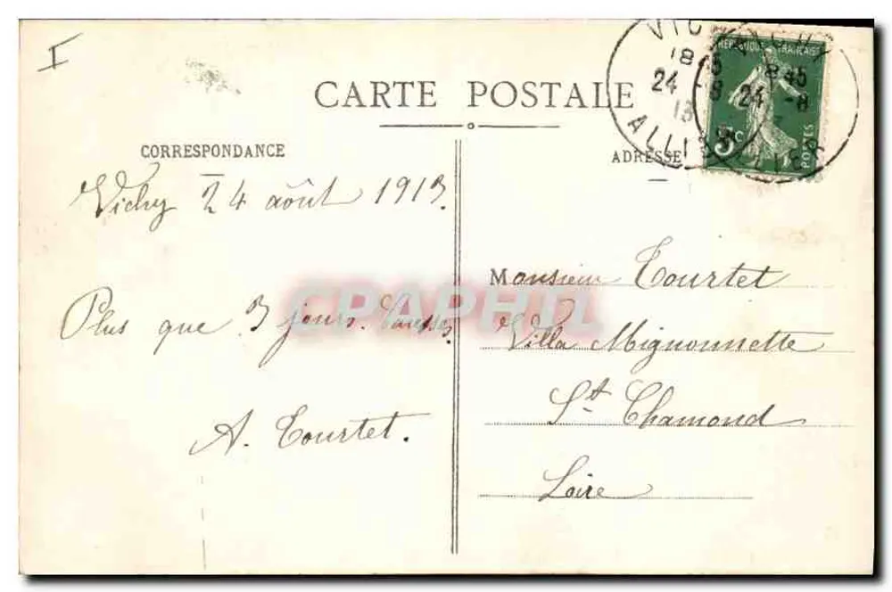 Vichy - Un angolo del Parco della Sorgente dei Celestins — editore C. P. A. n° 635 - Verso