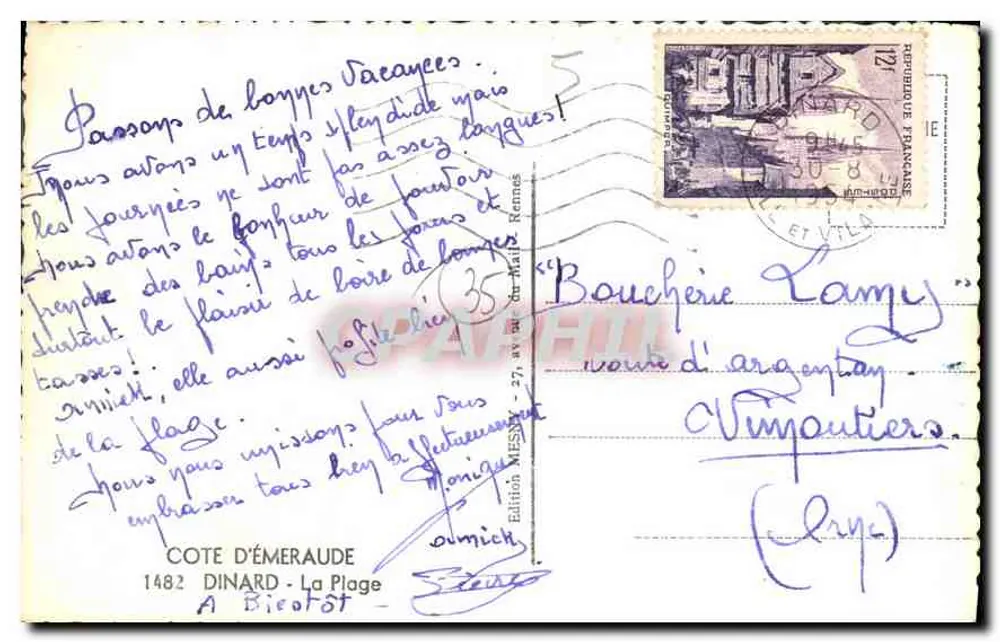 Dinard - A Praia — vista de um jardim com palmeiras — Edição Loïs, n°1482 - Verso