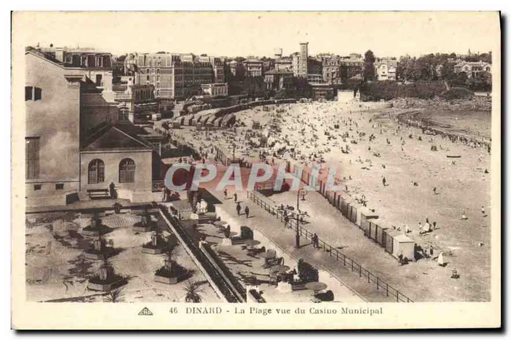 Dinard - Die Strandansicht vom Municipal Casino — Antike Ansichtskarte Nr. 46 - Vorderseite