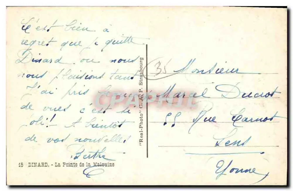 Dinard - A Ponta da Maleuine — vista de banhistas e vilas na falésia — editor A.P. (nº 15) - Verso