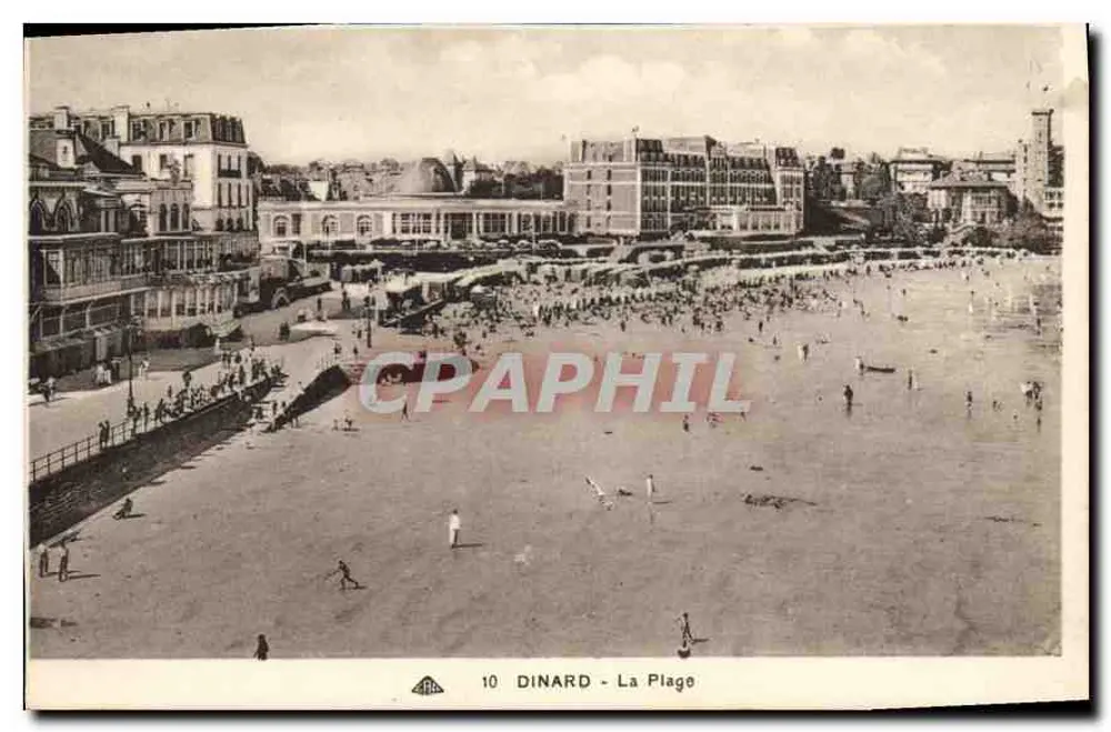 Dinard - A Praia — vista panorâmica da praia e dos edifícios costeiros — editor: Cie des Arts Théodécaniques - Frente