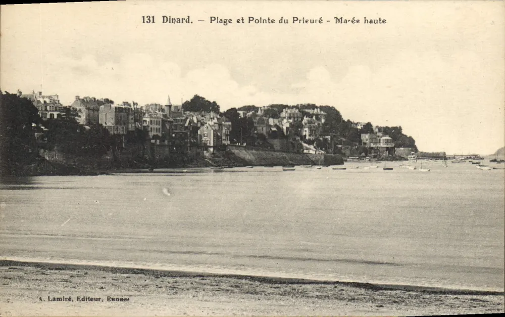 Dinard — Praia e Ponta do Prieuré — Maré alta — A. Lamiré, Editor, Rennes - Frente