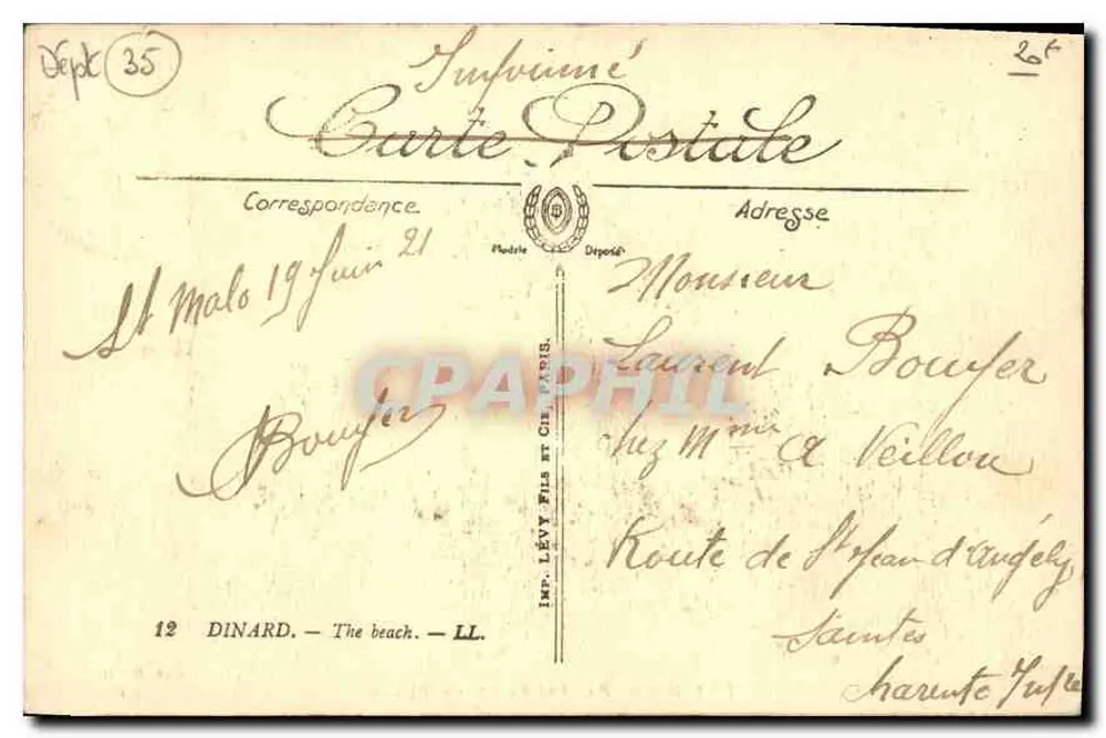 Dinard — Panorama da Praia — Édit. Nicol LL - Verso