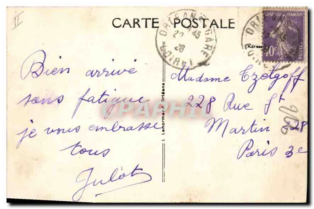 Orléans — Panoramablick auf die Loire — Sainte-Euverte — unbekannter Verlag, Nr. 450 - Rückseite