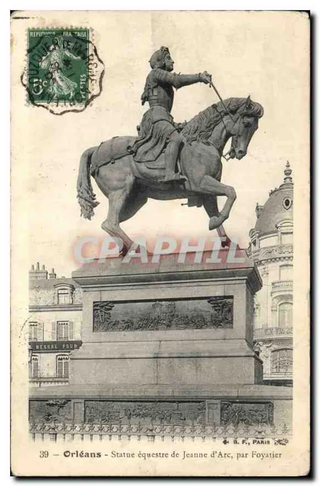 Orléans - Estátua equestre de Joana d'Arc, por Foyatier — B. F., Paris, n°39 - Frente