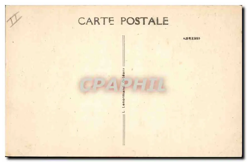 Orléans - Praça do Martroi — vista com estátua equestre e trêmio — editor H. Léonard, n° 323 - Verso