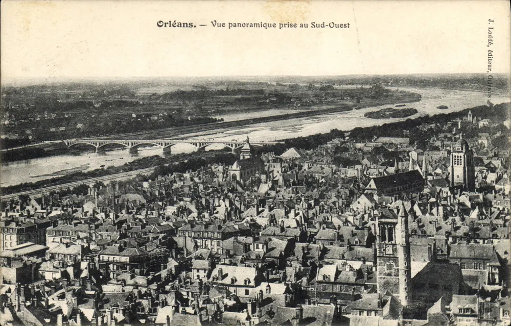 Orléans — Panoramische Ansicht vom Südwesten — J. Loddé, Verlag, Orléans - Vorderseite