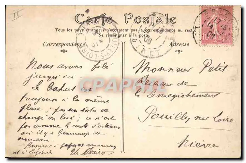 Orléans — Straße Jeanne-d'Arc — anonymer Verlag, Nr. 292 - Rückseite