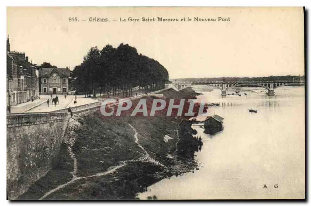 Orléans — Die Bahnhof Saint-Marceau und der Neue Brücke - Vorderseite