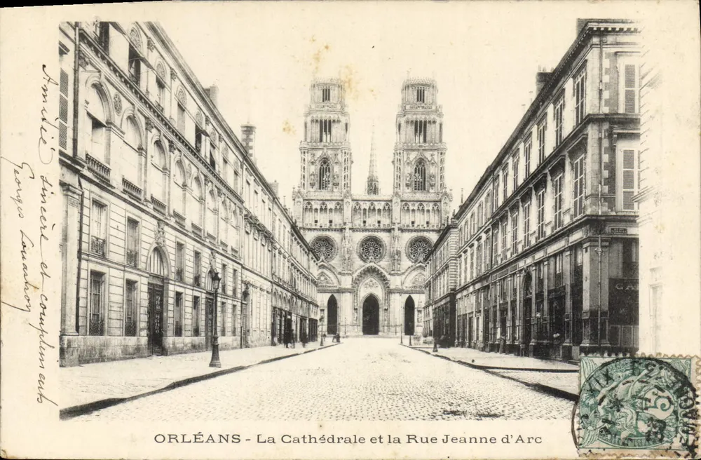 Orléans - Ansicht der Kathedrale und der Rue Jeanne d'Arc — Verleger J. F. Lefèvre - Vorderseite