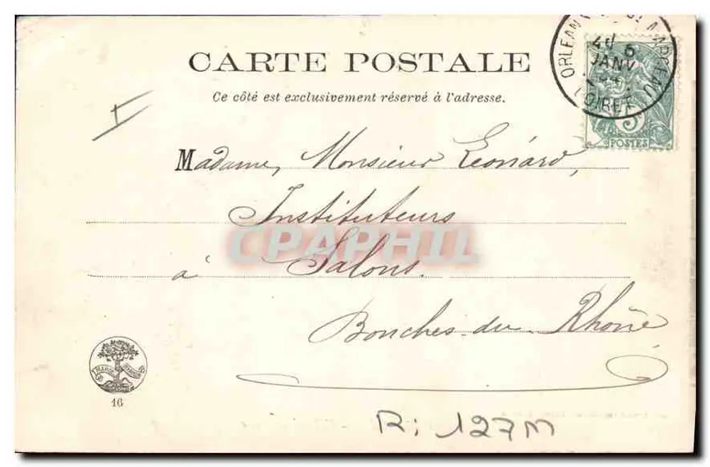 Orléans — L'Hôtel de Ville — éditeur J. Cirany, n°16 - Verso