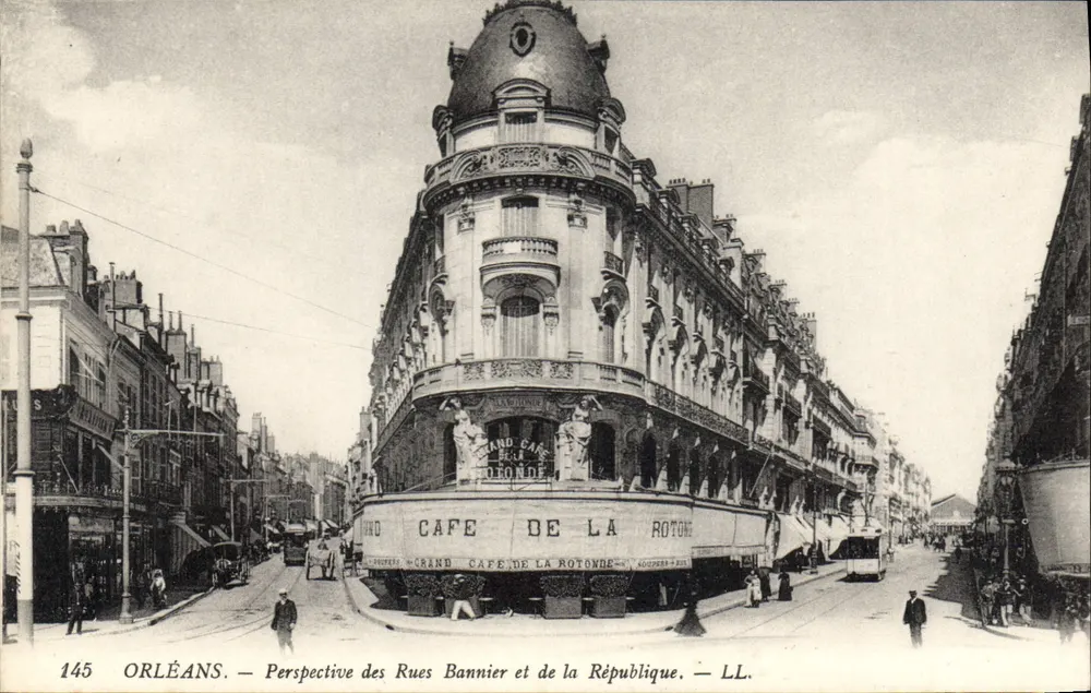 Orléans — Perspektive der Straßen Bannier und République — LL. — Grand Café de la Rotonde - Vorderseite