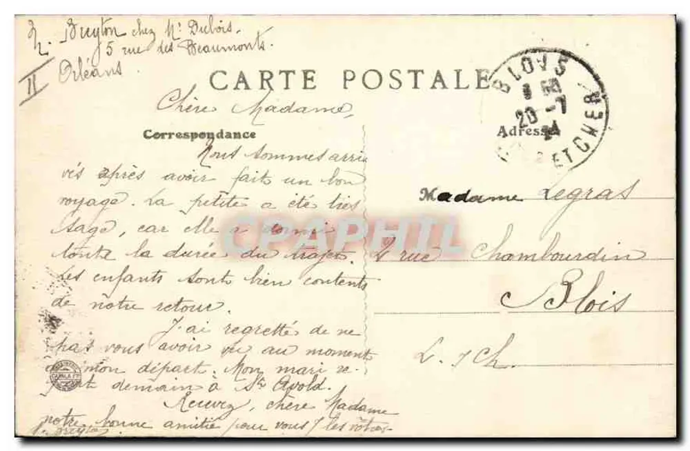 Orléans - Vista general - Entrada del Puente Georges V y Estatua de Juana de Arco — editor T.G. n°827 - Reverso