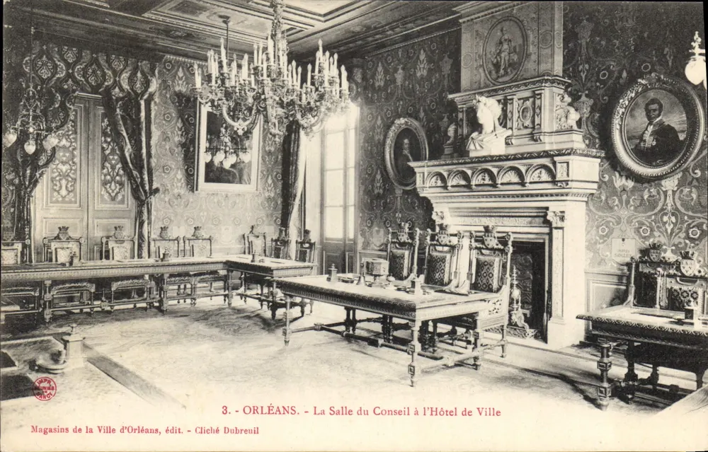 Orléans — Ansicht der Sitzungshalle im Rathaus — Magasins de la Ville d'Orléans, Verlag — Cliché Dubreuil - Vorderseite