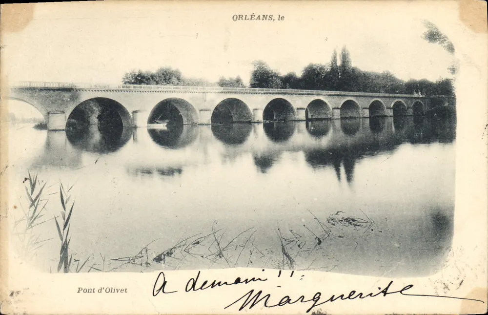 Orléans, o Ponte d'Olivet — vista do ponte sobre a Loire — editor desconhecido - Frente