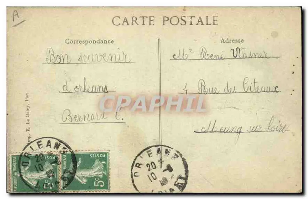 Orléans — La Rue Jeanne-d'Arc — editore H. Le Doly, n° 545 - Verso