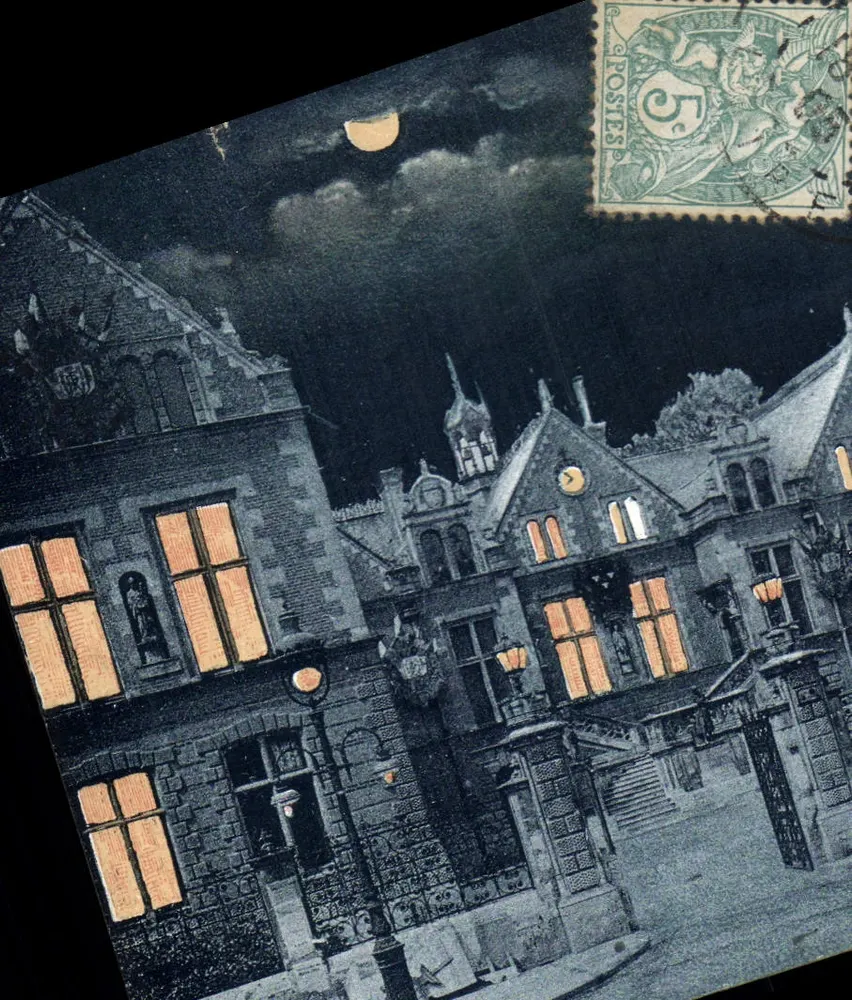 Stadt in der Nacht — Ansicht eines gotischen Schlosses unter dem Mond — Edition Galeries Ordénante - Vorderseite