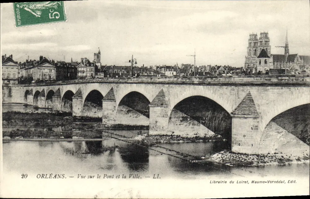 Orléans — Blick auf die Brücke und die Stadt — Librairie du Loiret, Maume-Vernédal, Verlag - Vorderseite