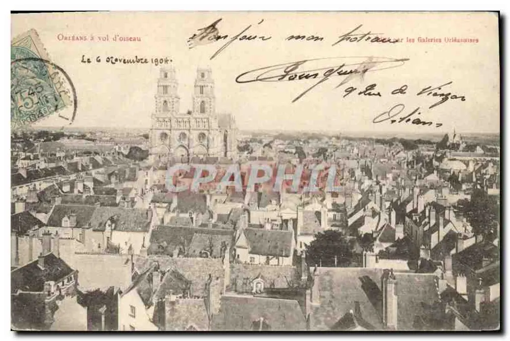 Orléans vista de cima — vista da catedral — editada pelas Galeries Urdinaises - Frente
