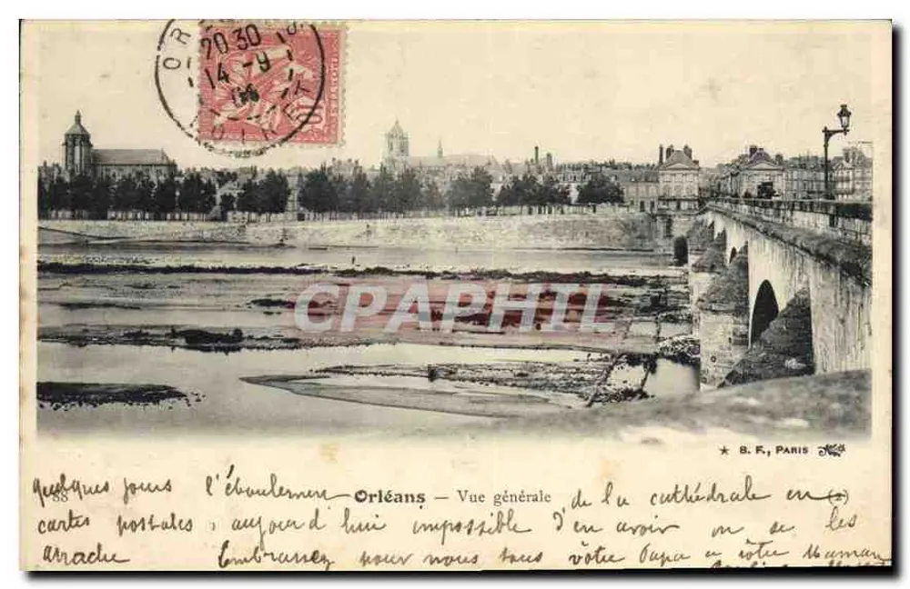 Orléans — Vista geral da catedral e do rio — B. F., Paris - Frente