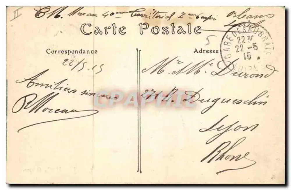 Orléans — Praça Albert-Ier, a Estação — Edit. H. C., Orléans - Verso