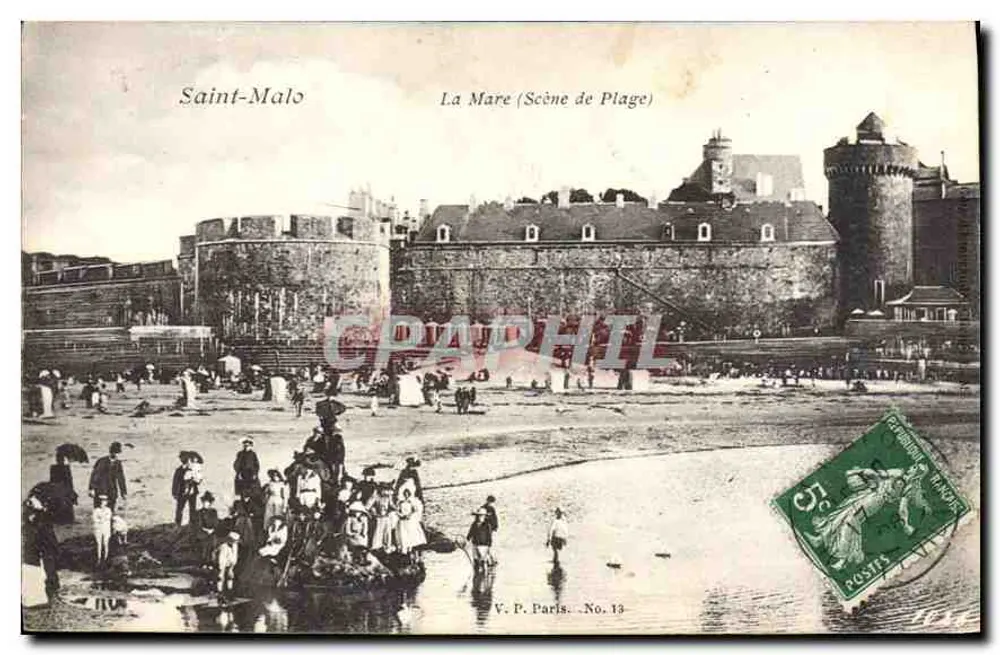 Saint-Malo — La Mare (Cena de Praia) — V. P. Paris. No. 13 - Frente