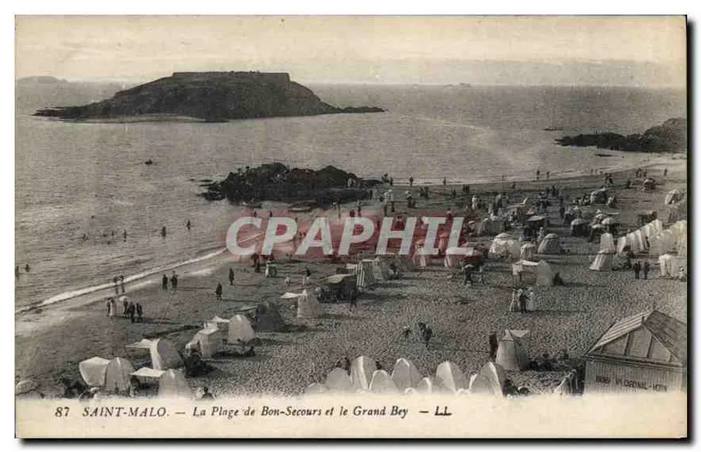 Saint-Malo — Strand von Bon-Secours und Insel Grand Bey — LL - Vorderseite