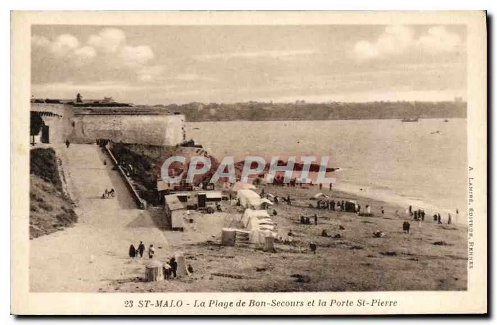 ST-MALO - Die Plage de Bon-Secours und die Porte St-Pierre — A. LAMIRE, VERLEGER, RENNES - Vorderseite