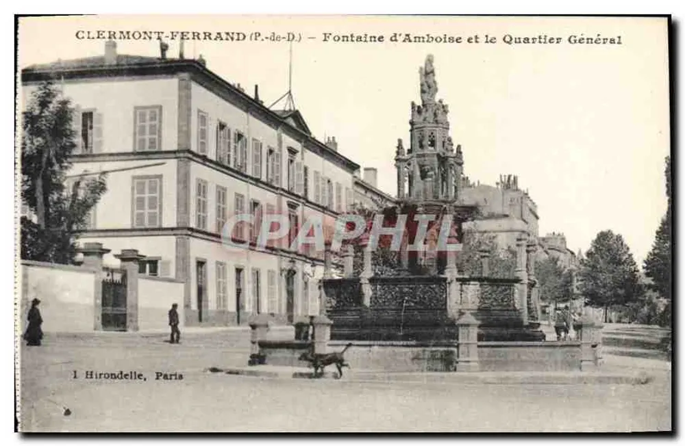 Clermont-Ferrand (P.-de-D.) — Fontaine d'Amboise und das Hauptquartier — I Hironnelle, Paris - Vorderseite