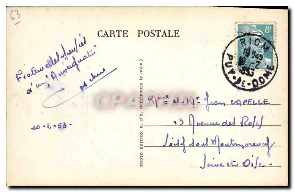 Clermont-Ferrand — Square Blaise Pascal — G. d'O. 1074/30 - Rückseite