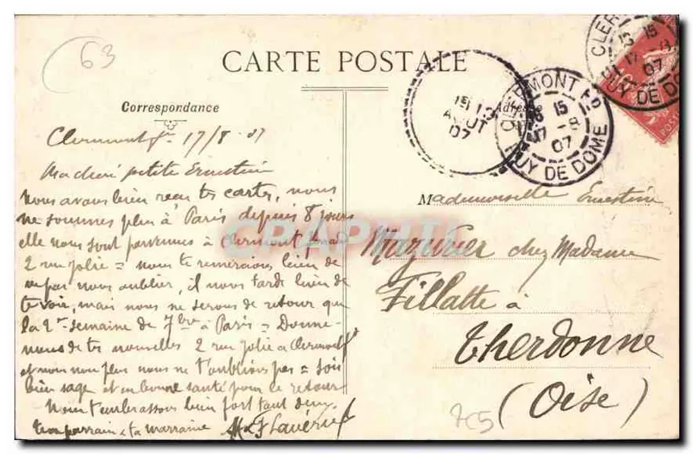Clermont-Ferrand — Estátua de Vercingétorix — editor Paris, n° 431bis - Verso