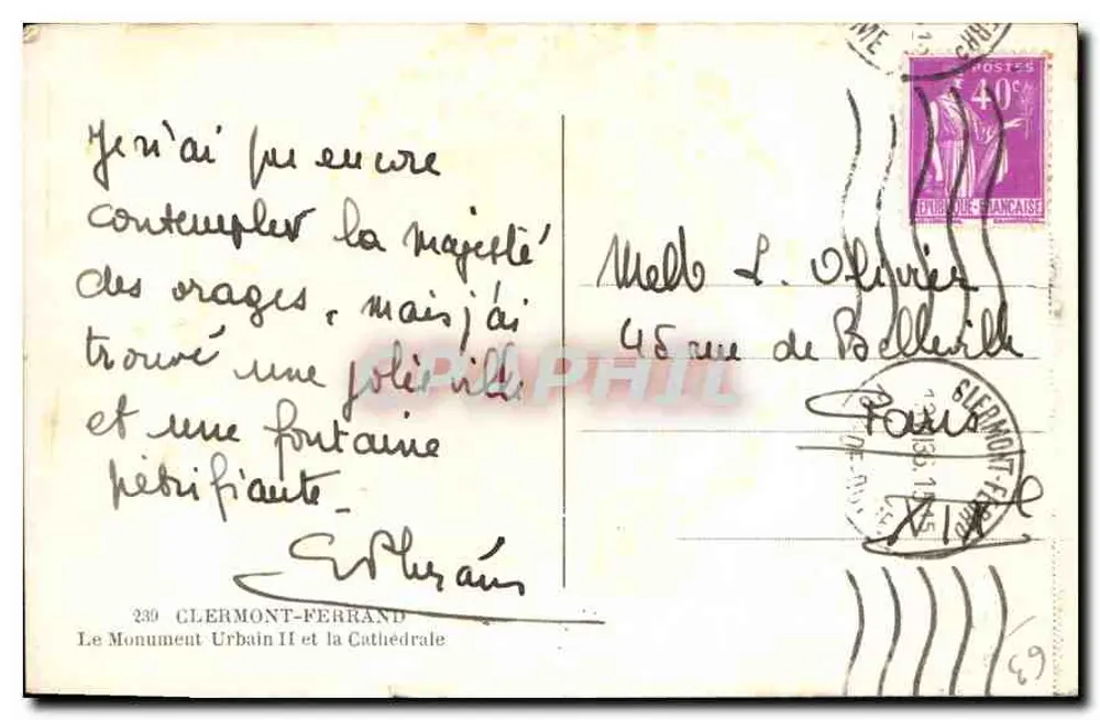 Clermont-Ferrand — Der Stadtmahnmal II und die Kathedrale — GdC - Rückseite