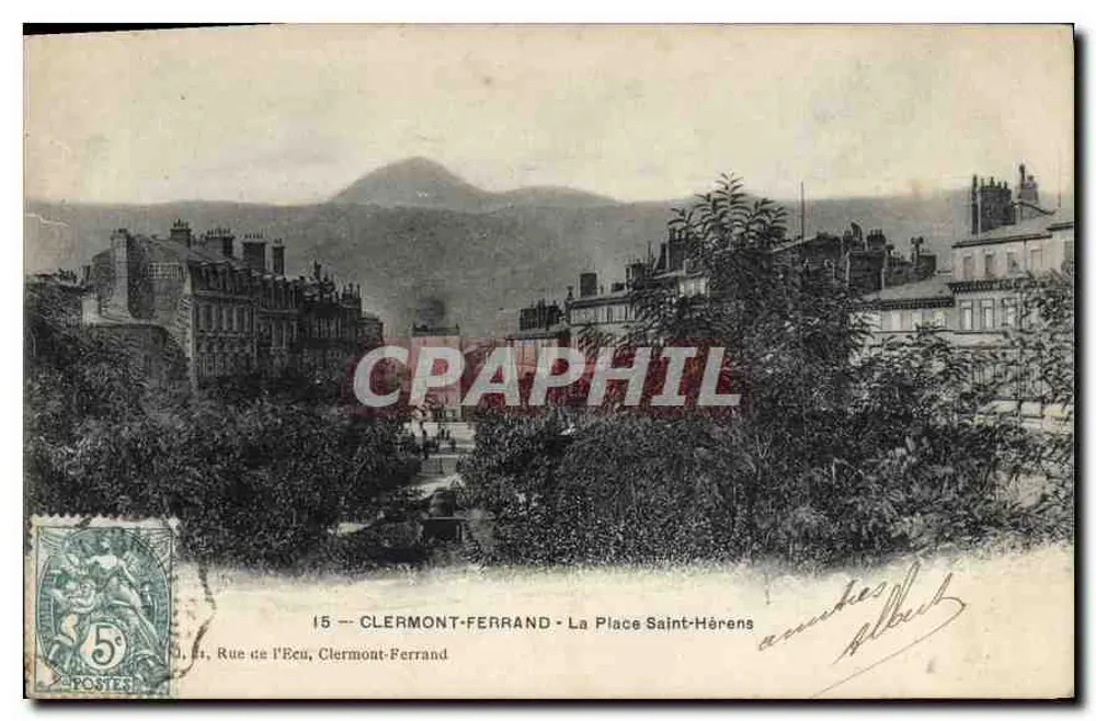 Clermont-Ferrand — Rue de l'Ecu e Place Saint-Hérens — editor anônimo, n°15 - Frente