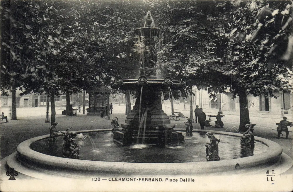 Clermont-Ferrand — Plac Delille, fontanna z figurami — M.T. I.L. nr 120 - Awers