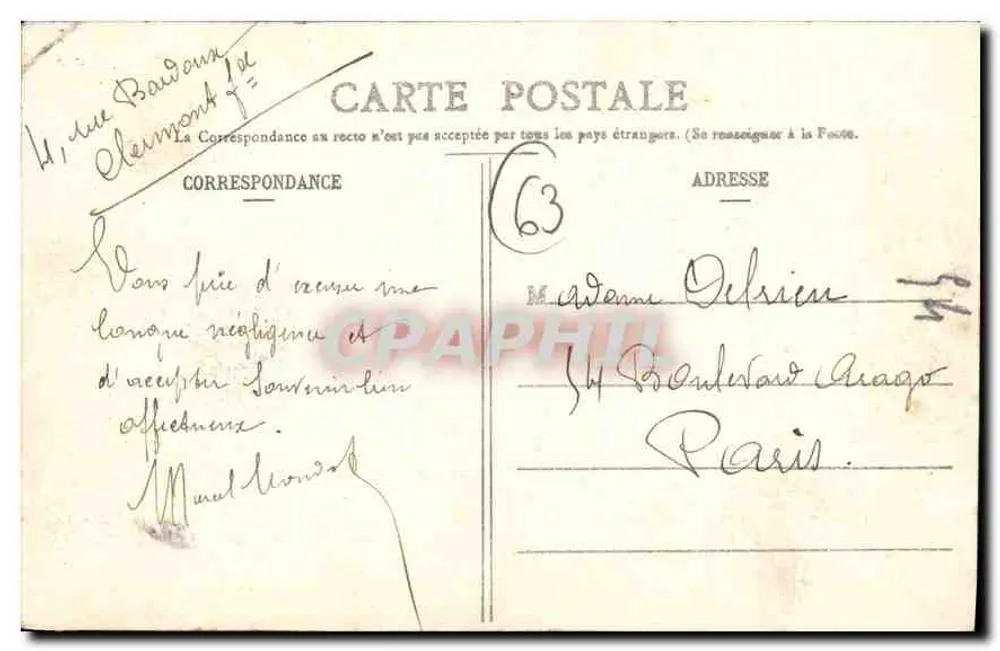 Clermont-Ferrand — Vista geral — Lib. Bougé-Béal, Rue de l’Ecu - Verso