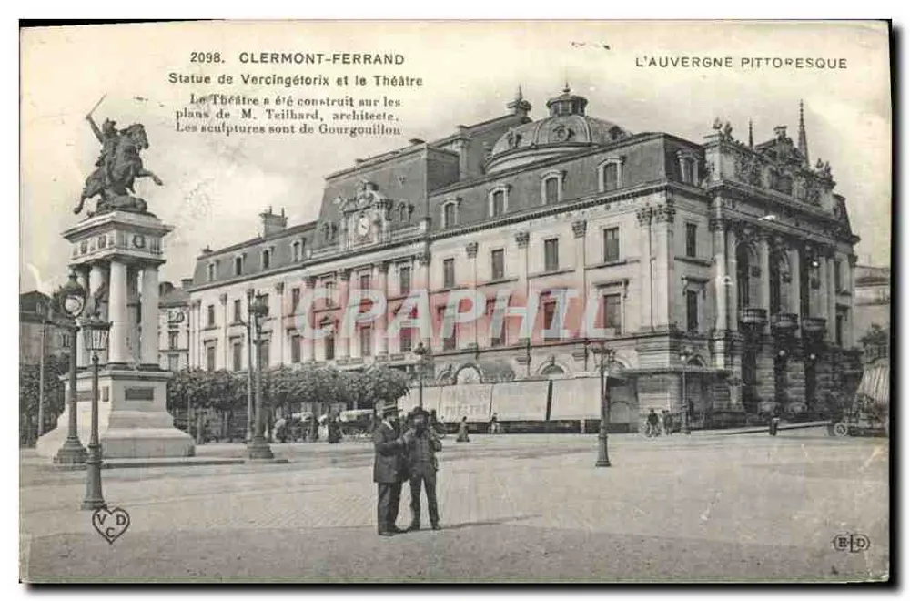 Clermont-Ferrand — Statue von Vercingétorix und das Theater — L'Auvergne Pittoresque - Vorderseite