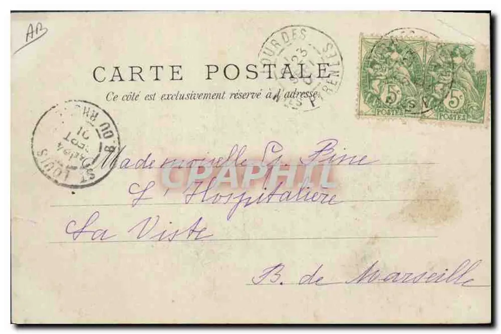 Lourdes - Krankenwagen auf dem Weg zu den Bädern — F. T. Lepine, Lourdes, n° 265 - Rückseite