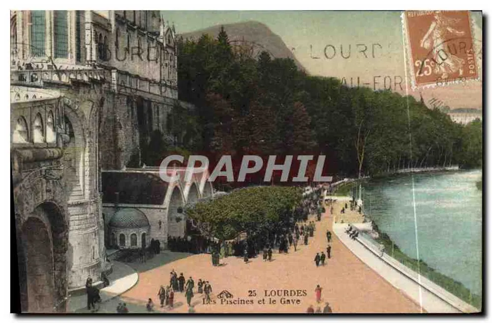 Lourdes — As Piscinas e o Rio Gave — Editor: Lourdes, n° 25 - Frente