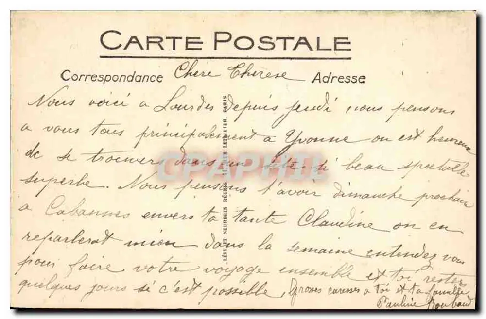 Lourdes — A Bênção dos Doentes — LL. — Graphphil - Verso