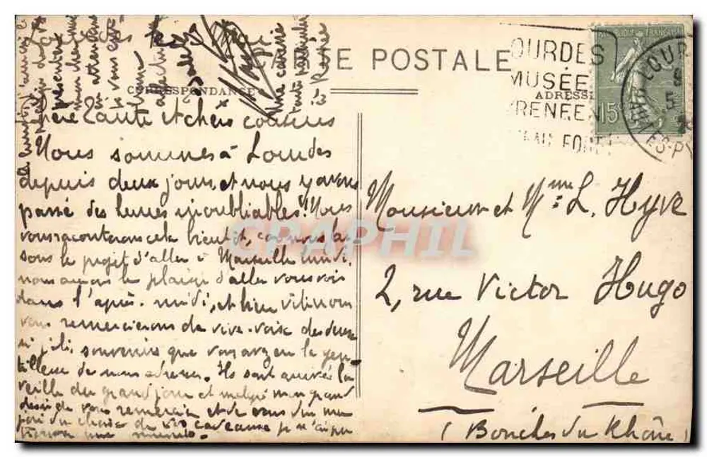 Lourdes — Heiligstes Sakrament in der Grotte — Sireygeol, Verlag Limoges-Lourdes - Rückseite