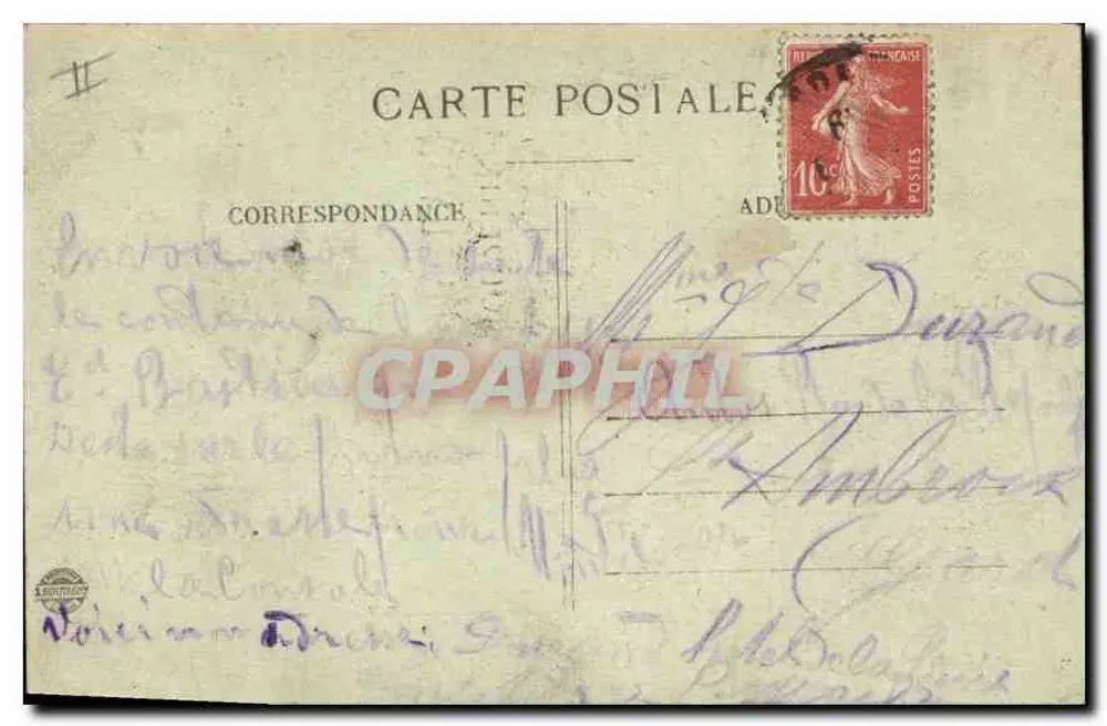 Lembrança de Lyon — carta postal decorada com um papoula com 5 vignettes — editor desconhecido - Verso