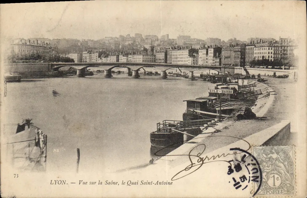 LYON — Ansicht der Saône, Quai Saint-Antoine — Verleger: Neurdein Frères, Paris, Nr. 73 - Vorderseite