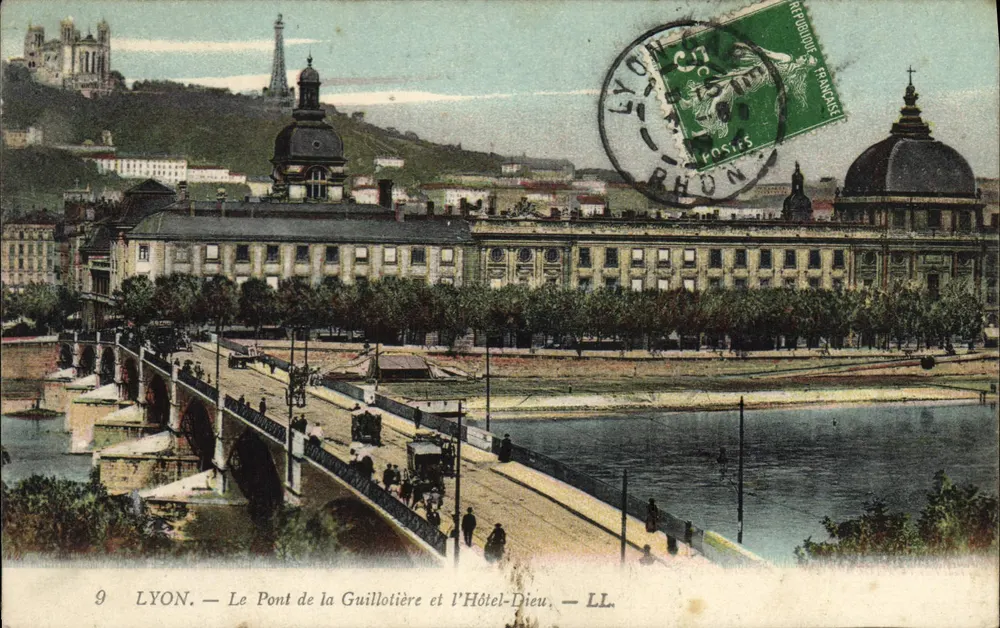 LYON. — Die Guillotière-Brücke und das Hôtel-Dieu. — LL. - Vorderseite