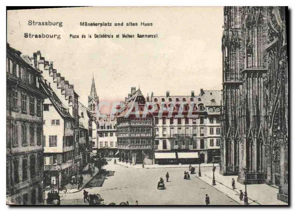 Straßburg — Kathedralenplatz und Kammerzell-Haus — unbekannter Verleger - Vorderseite