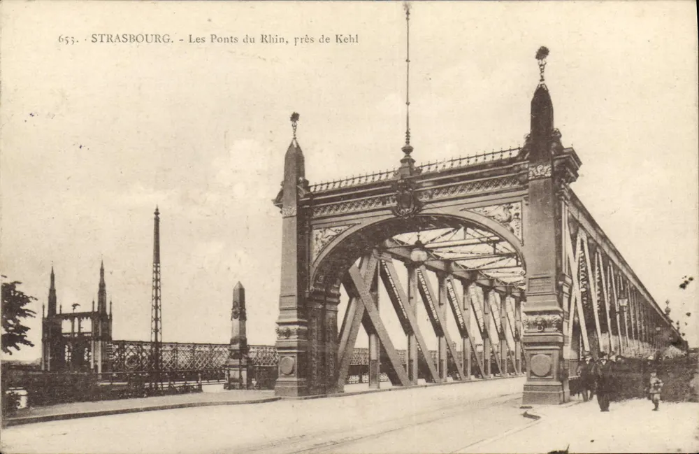 Straßburg - Die Brücken des Rheins, nahe Kehl — anonymer Verleger, Nr. 653 - Vorderseite