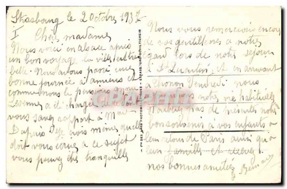 Estrasburgo — As Cigarras — Editor C. H. E. n°34 - Verso