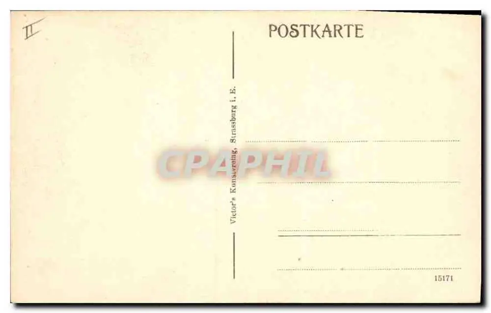 Strasbourg i. E. Hauptbahnhof — Estação de Strasbourg — editor Victor, n° 15171 - Verso